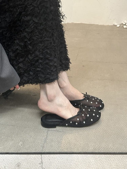 Mesh Mules Rhinestone