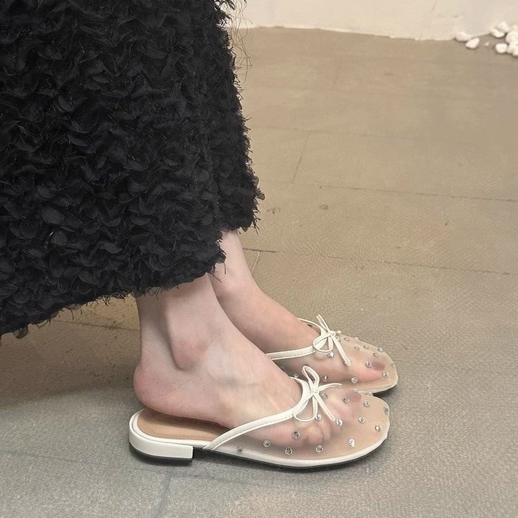 Mesh Mules Rhinestone