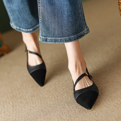 Leather Flats Faux Pointed