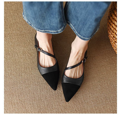 Leather Flats Faux Pointed
