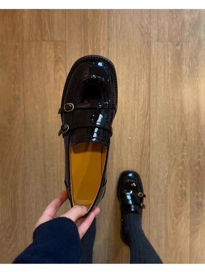 Loafers Low Leather Heel Faux