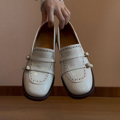 Loafers Low Leather Heel Faux