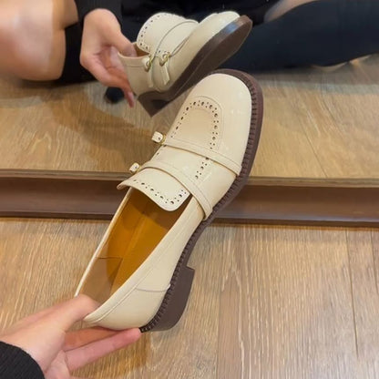 Loafers Low Leather Heel Faux