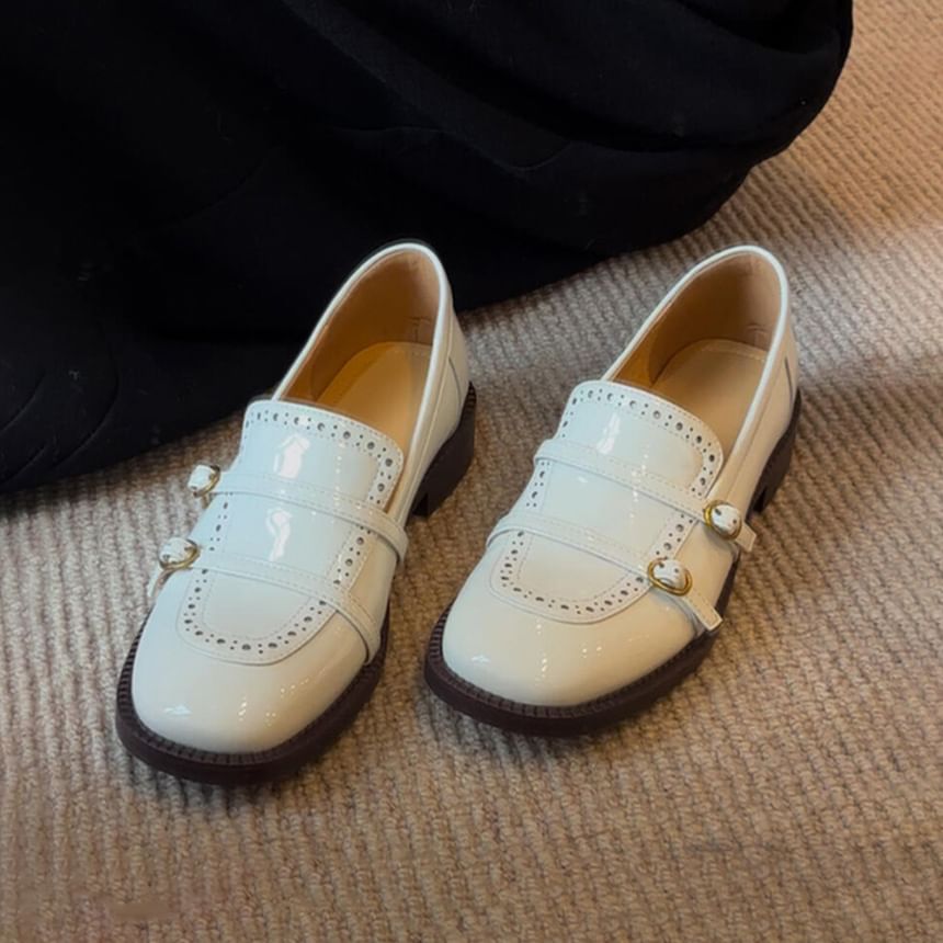 Loafers Low Leather Heel Faux