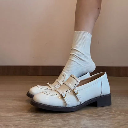 Loafers Low Leather Heel Faux