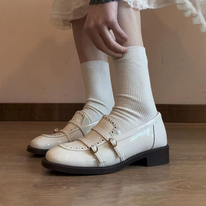 Loafers Low Leather Heel Faux