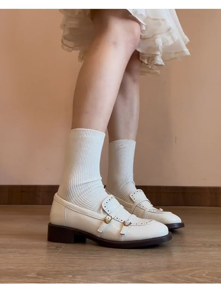 Loafers Low Leather Heel Faux