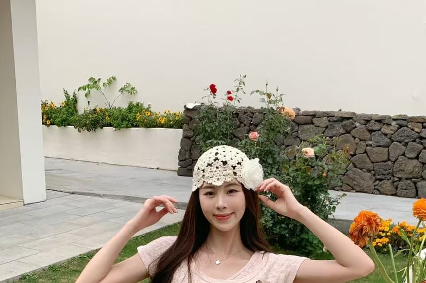 Belt Cold Cord Shoulder Top Plain Sleeve + Short Button Set: