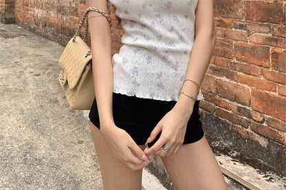 Round Neck Sleeve T-Shirt Pointelle Short Bow