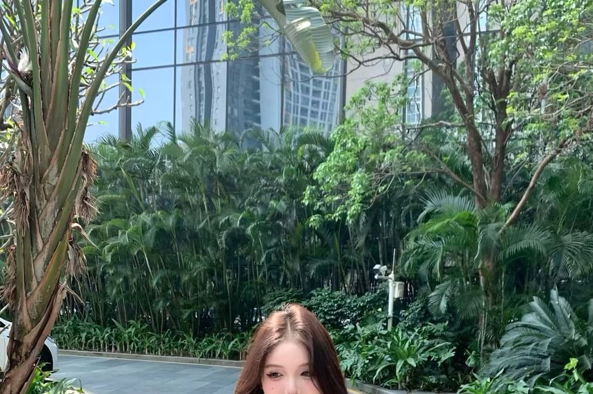 T-Shirt Scoop Crop Cap Cartoon Sleeve Bow Print Neck