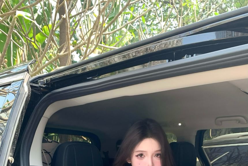 T-Shirt Scoop Crop Cap Cartoon Sleeve Bow Print Neck