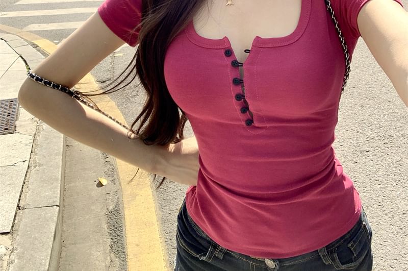 Henley Plain Short Tee Sleeve