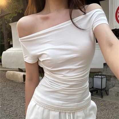 Top Off Shoulder Plain Cutout
