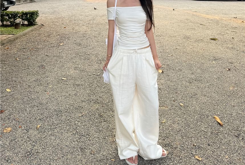 Top Off Shoulder Plain Cutout