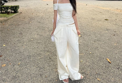 Top Off Shoulder Plain Cutout