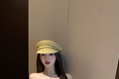 Floral Crop Print Shoulder Long-Sleeve Off Top