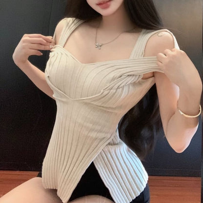 Shoulder Cold Top Short-Sleeve Plain Crop