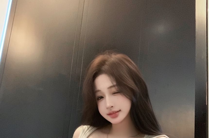 Shoulder Cold Top Short-Sleeve Plain Crop