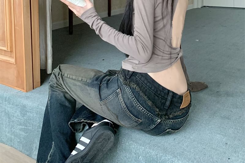 Off Plain Top Shoulder Crop Long-Sleeve