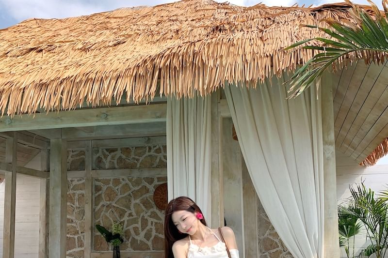 Plain High Top Mock / Maxi Long-Sleeve A-Line Skirt Rise Two-Piece