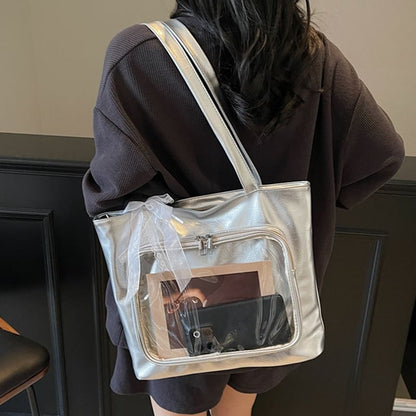 Leather Bag Tote Plain Panel PVC Faux