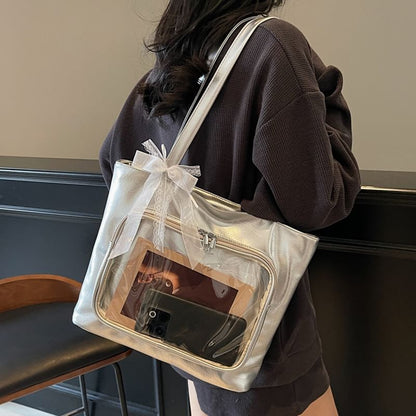 Leather Bag Tote Plain Panel PVC Faux