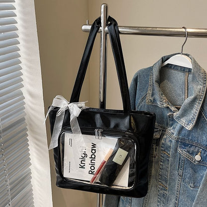 Leather Bag Tote Plain Panel PVC Faux