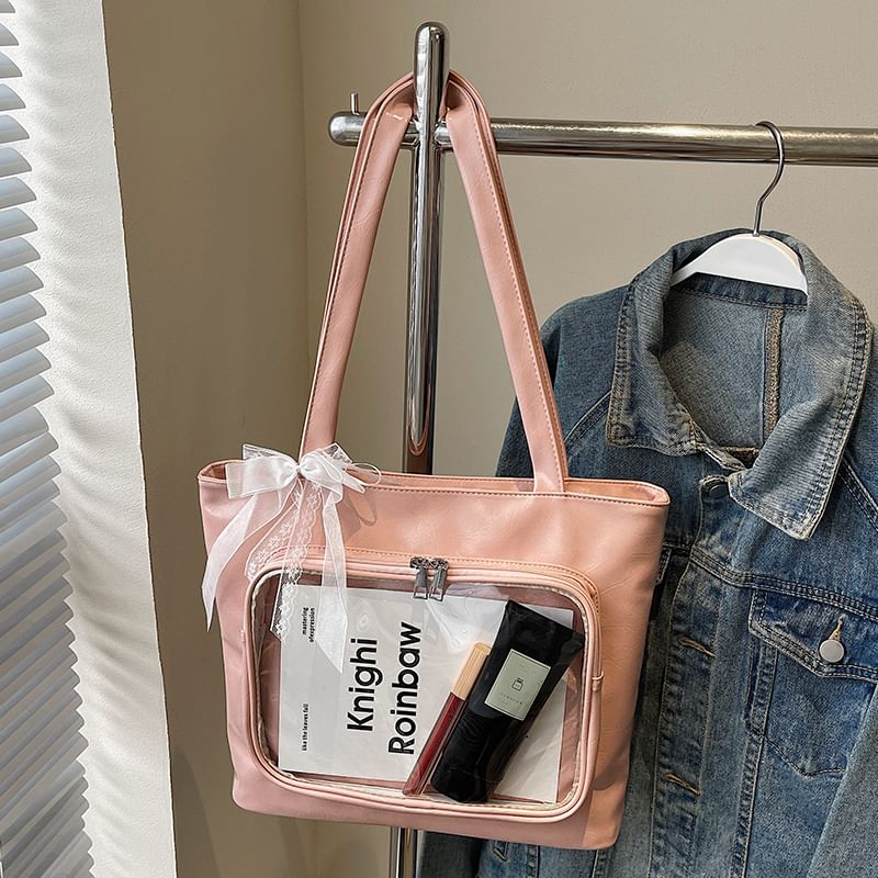 Leather Bag Tote Plain Panel PVC Faux