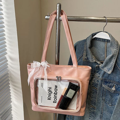 Leather Bag Tote Plain Panel PVC Faux