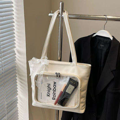 Leather Bag Tote Plain Panel PVC Faux