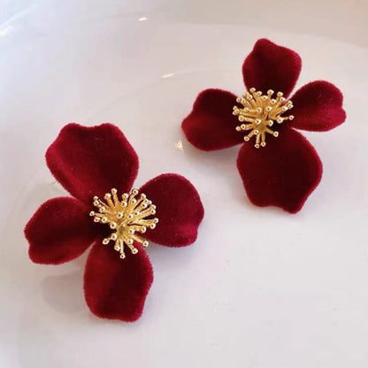 Earring Stud Velvet Flower