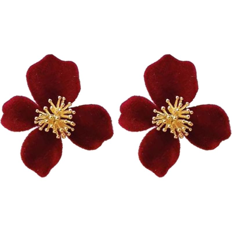 Earring Stud Velvet Flower