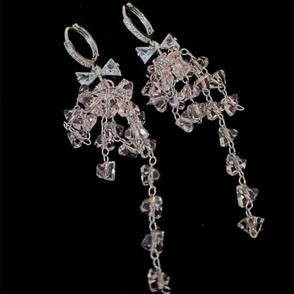 Bow Dangle Earring CZ Huggie