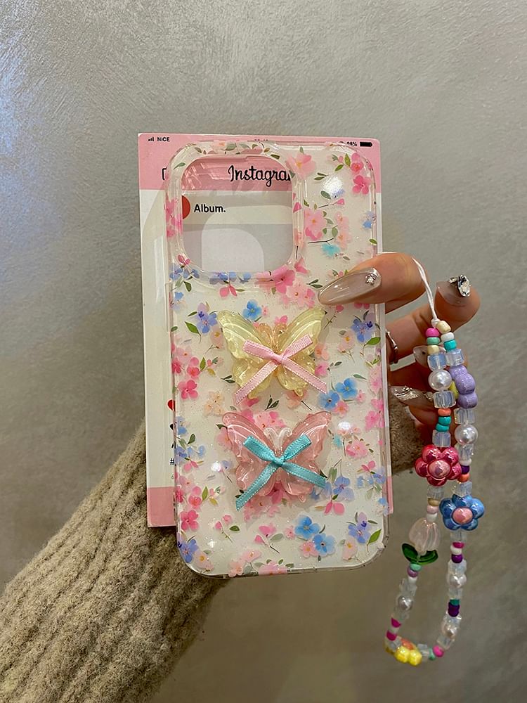 Floral Phone / Decoration Set Case Ribbon Strap Adhesive