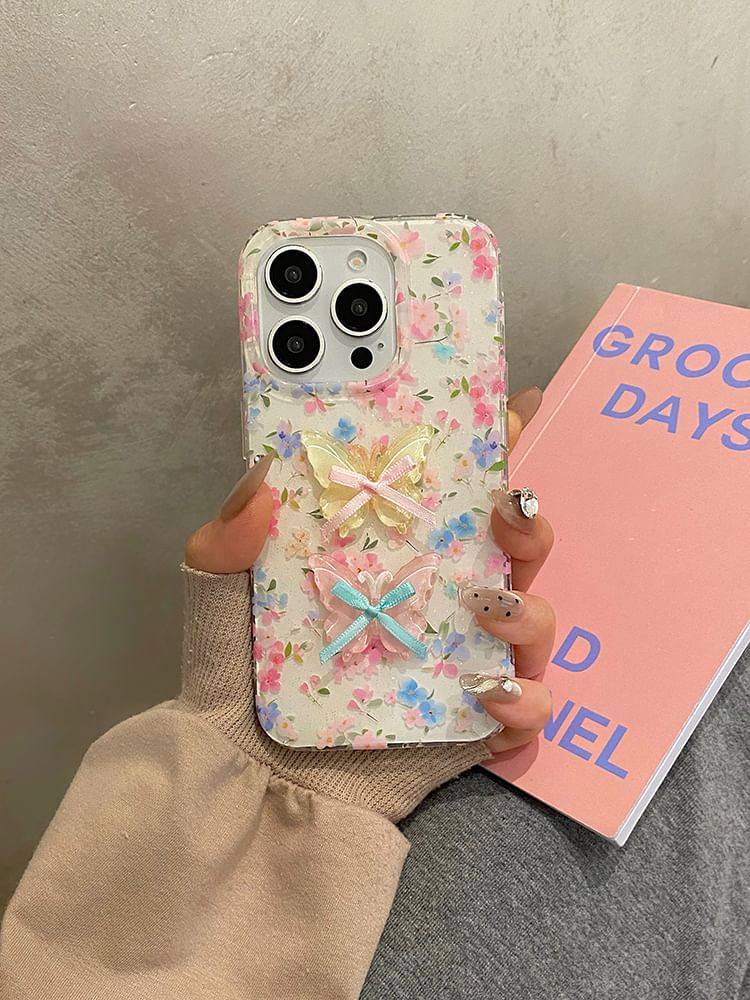 Floral Phone / Decoration Set Case Ribbon Strap Adhesive