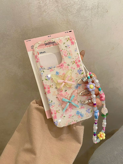 Floral Phone / Decoration Set Case Ribbon Strap Adhesive