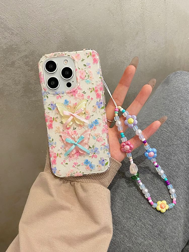 Floral Phone / Decoration Set Case Ribbon Strap Adhesive