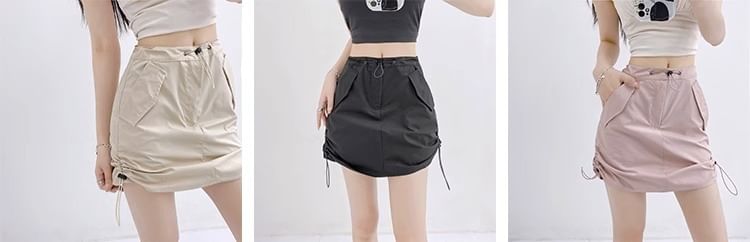 Skirt Mini Waist A-Line Plain High