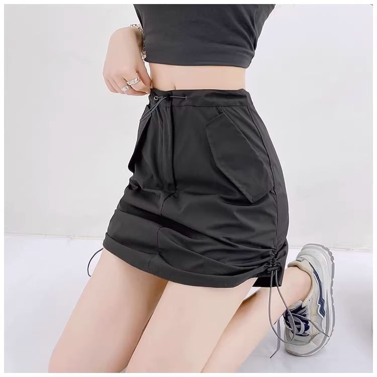 Skirt Mini Waist A-Line Plain High