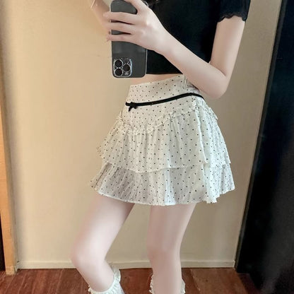Dotted Rise High Mini Skirt A-Line