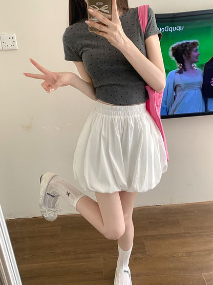 Bubble High Shorts Plain Waist