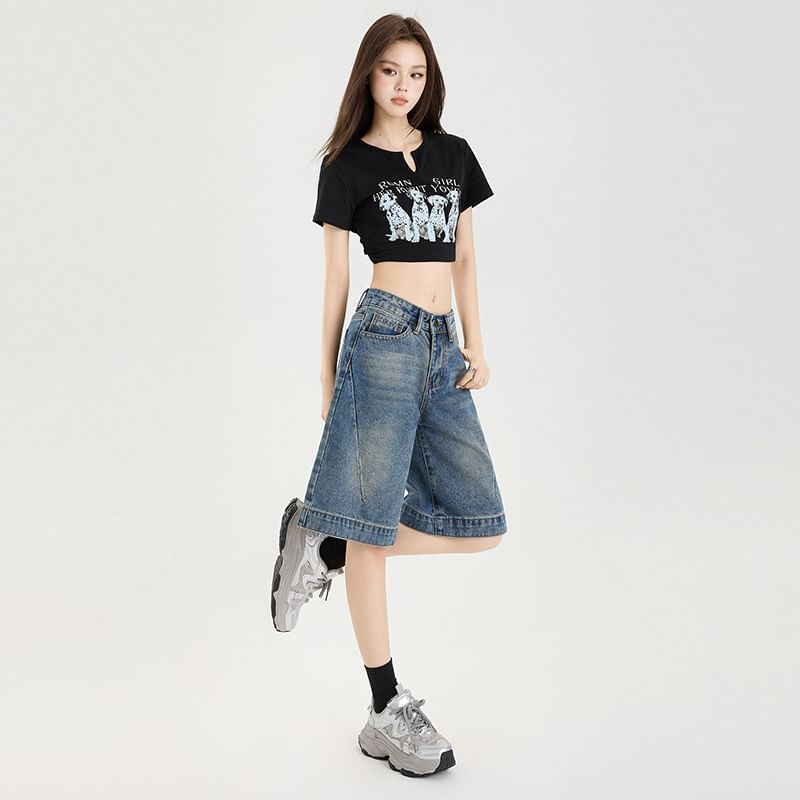 Jorts Leg Washed Mid Wide Rise