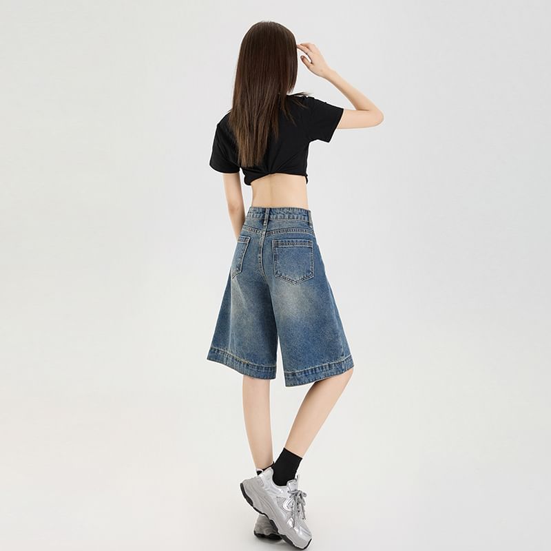 Jorts Leg Washed Mid Wide Rise