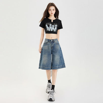 Jorts Leg Washed Mid Wide Rise