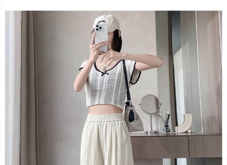 Wide Rise High Pants Panel Lace Leg