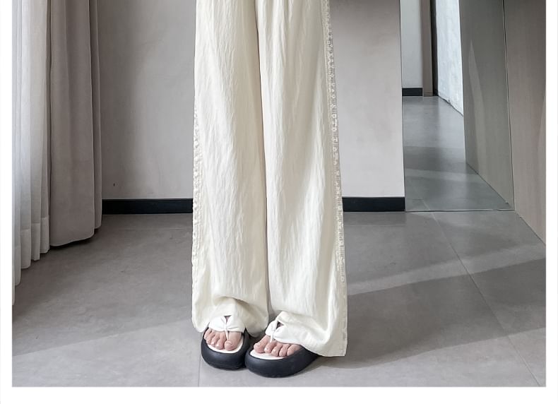 Wide Rise High Pants Panel Lace Leg