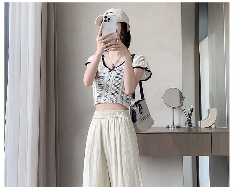 Wide Rise High Pants Panel Lace Leg