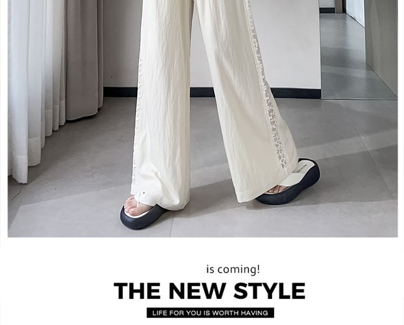 Wide Rise High Pants Panel Lace Leg