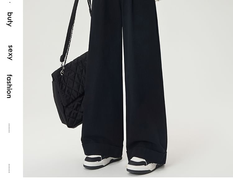 Plain Dress Pants Waist Leg Wide High