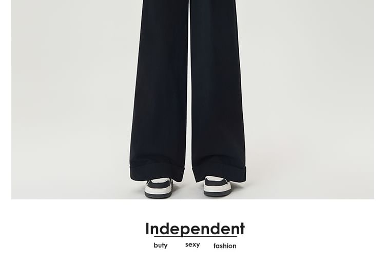 Plain Dress Pants Waist Leg Wide High